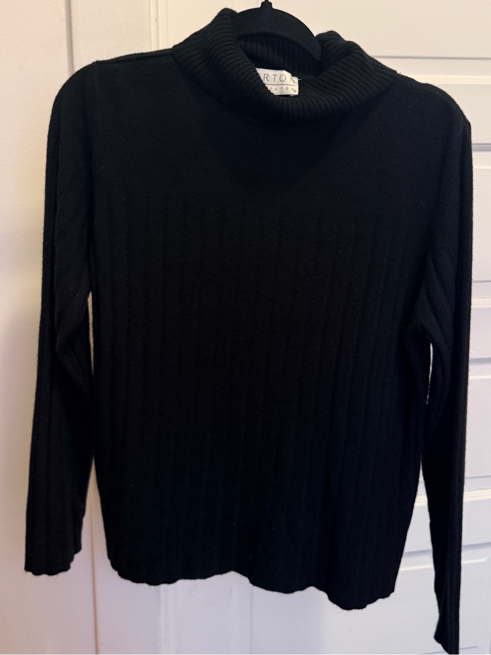 Norton McNaughton Black Ribbed Funnel Neck Sweater
